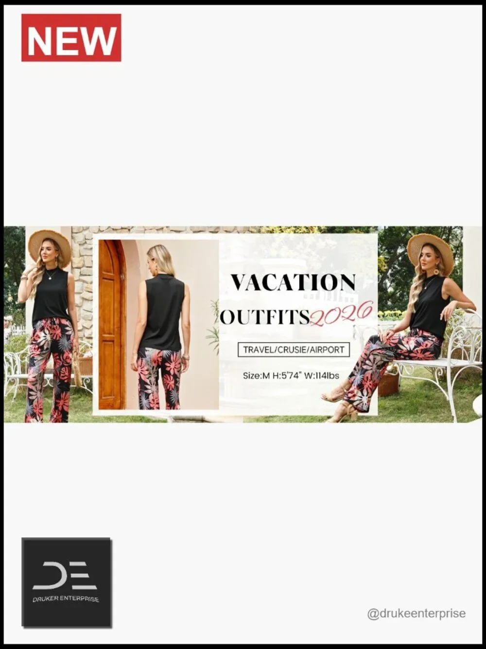 Two Piece Set Mock Neck Sleeveless Top Wide Leg Pants Set Travel Outfit